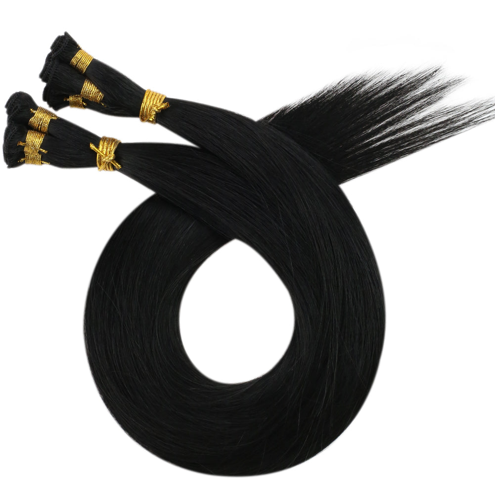 Virgin Hair Hand Tied Weft Best Sew In Human Hair Jet Black (#1)