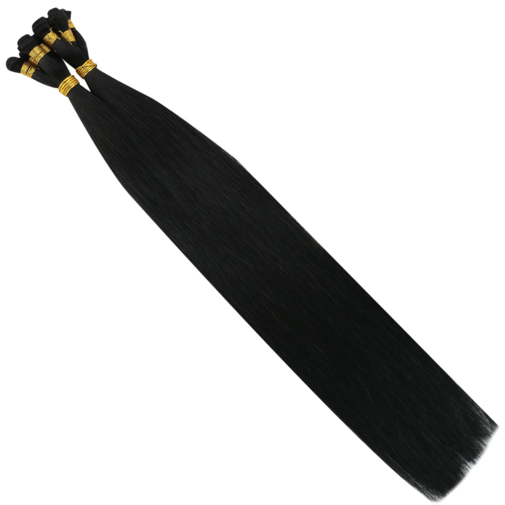 Virgin Hair Hand Tied Weft Best Sew In Human Hair Jet Black (#1)