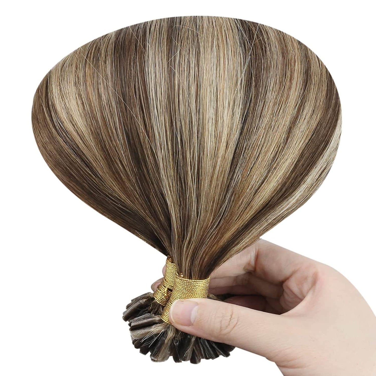 U Tip Real Human Remy Hair Extensions Nail Tip Highlight Color(#P4/27)
