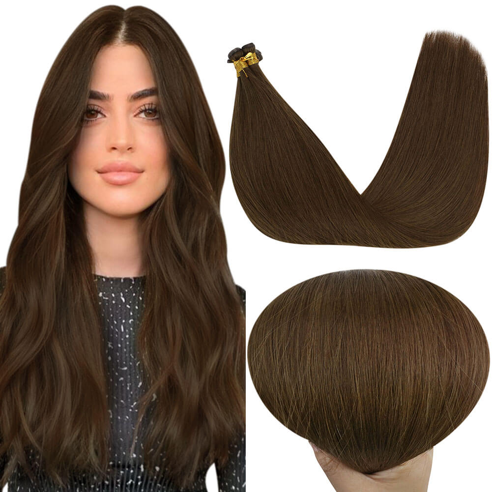 Invisible Hair Extensions Virgin Genius Weft Brazilian Bundles Chocolate Brown (#4)