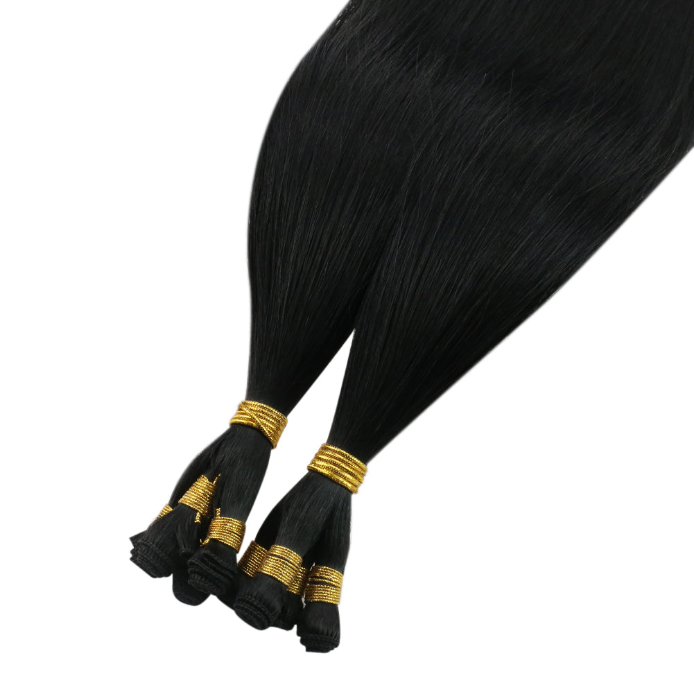 Virgin Hair Hand Tied Weft Best Sew In Human Hair Jet Black (#1)