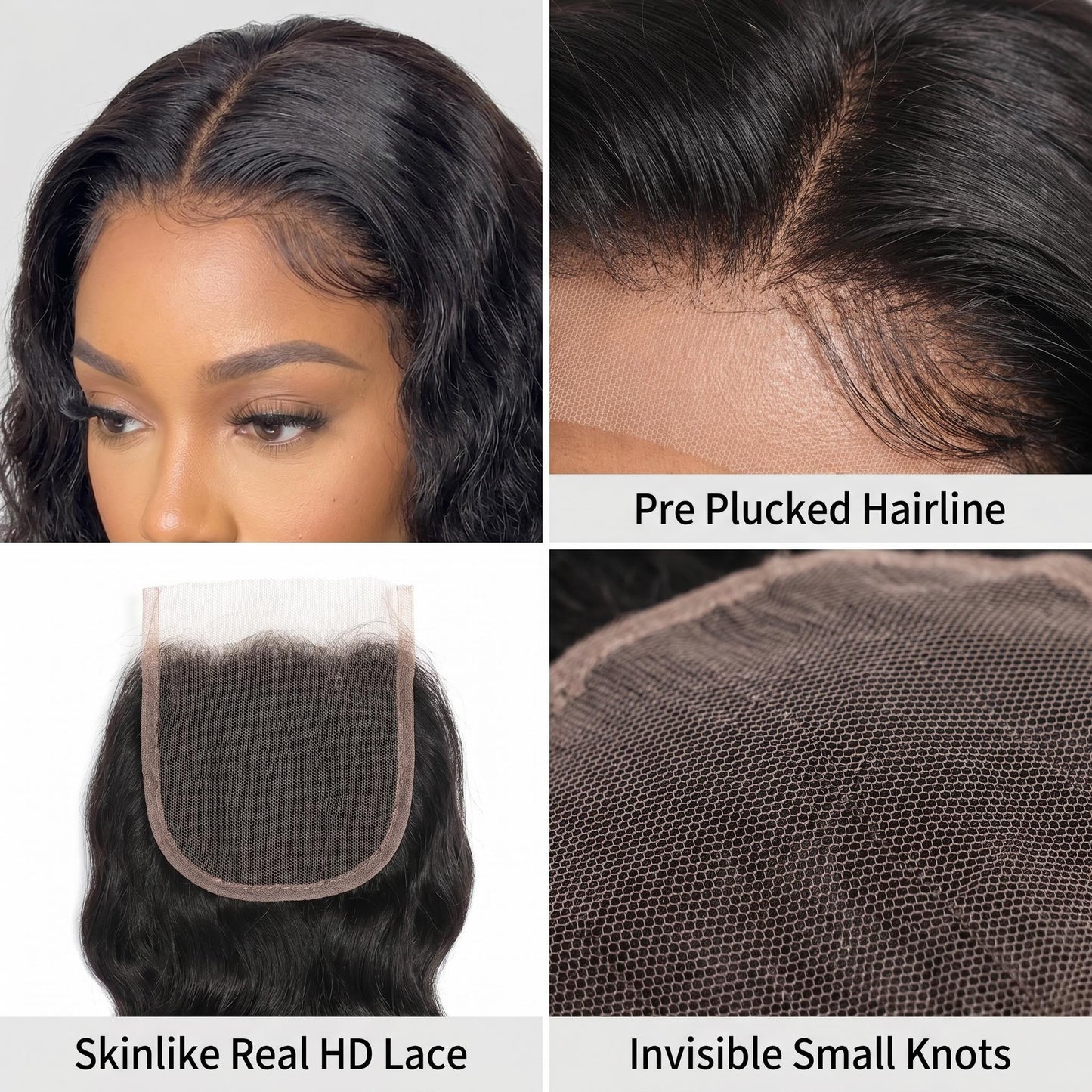 4x4 5x5 6x6 HD Natural Wave Lace Closure Virgin Hair Natural Color