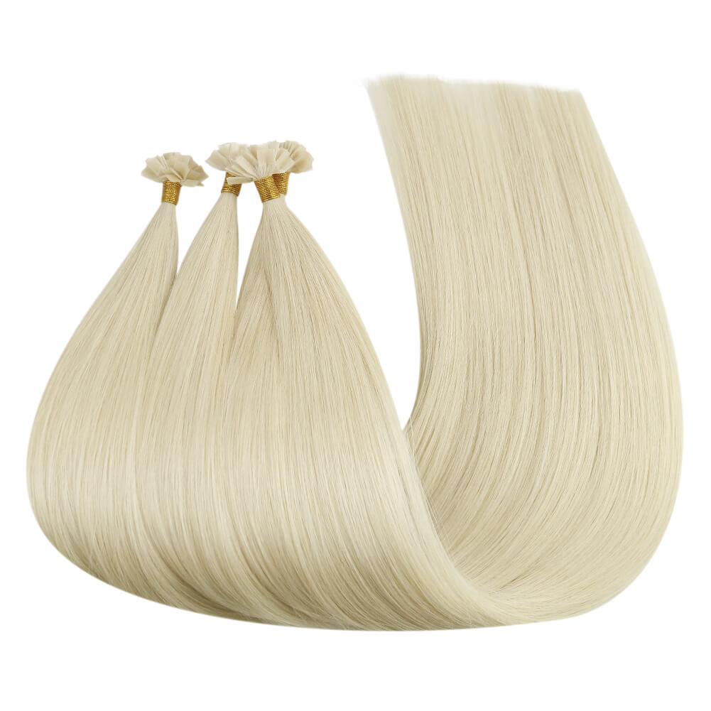 Virgin K Tip Hair Extensions 100% Real Human Hair Platinum Blonde #60