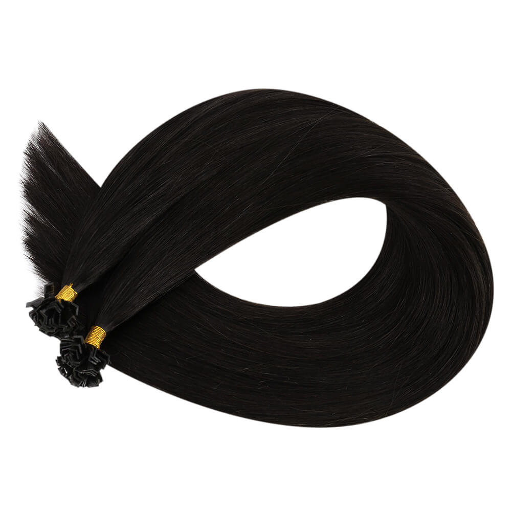 Virgin K Tip Keratin Hair Extensions Real Human Hair Natural Black #1b