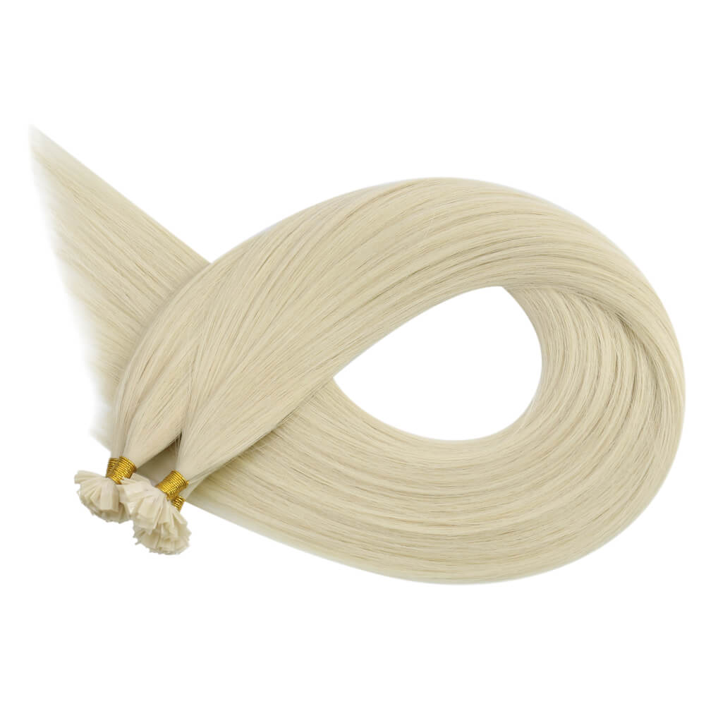 Virgin K Tip Hair Extensions 100% Real Human Hair Platinum Blonde #60