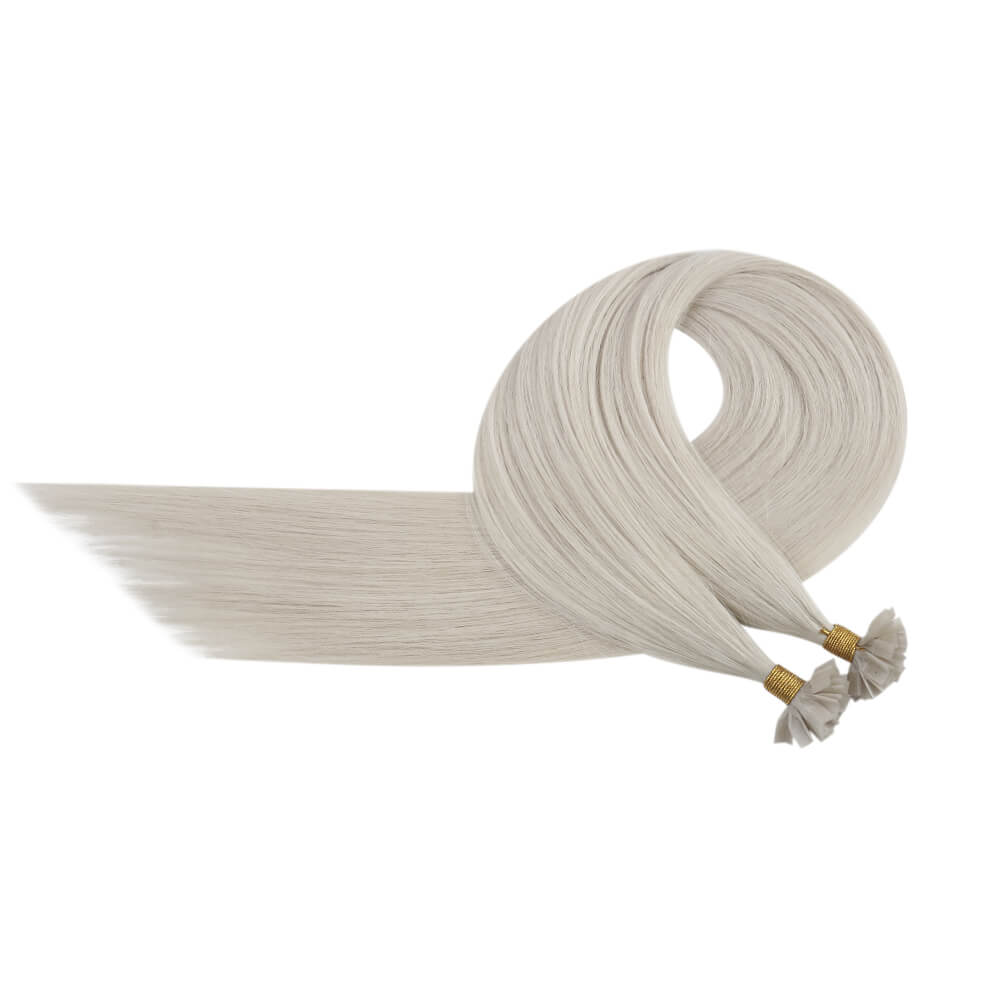 Virgin K Tip Hair Straight Human Hair Extensions White Blonde #1000