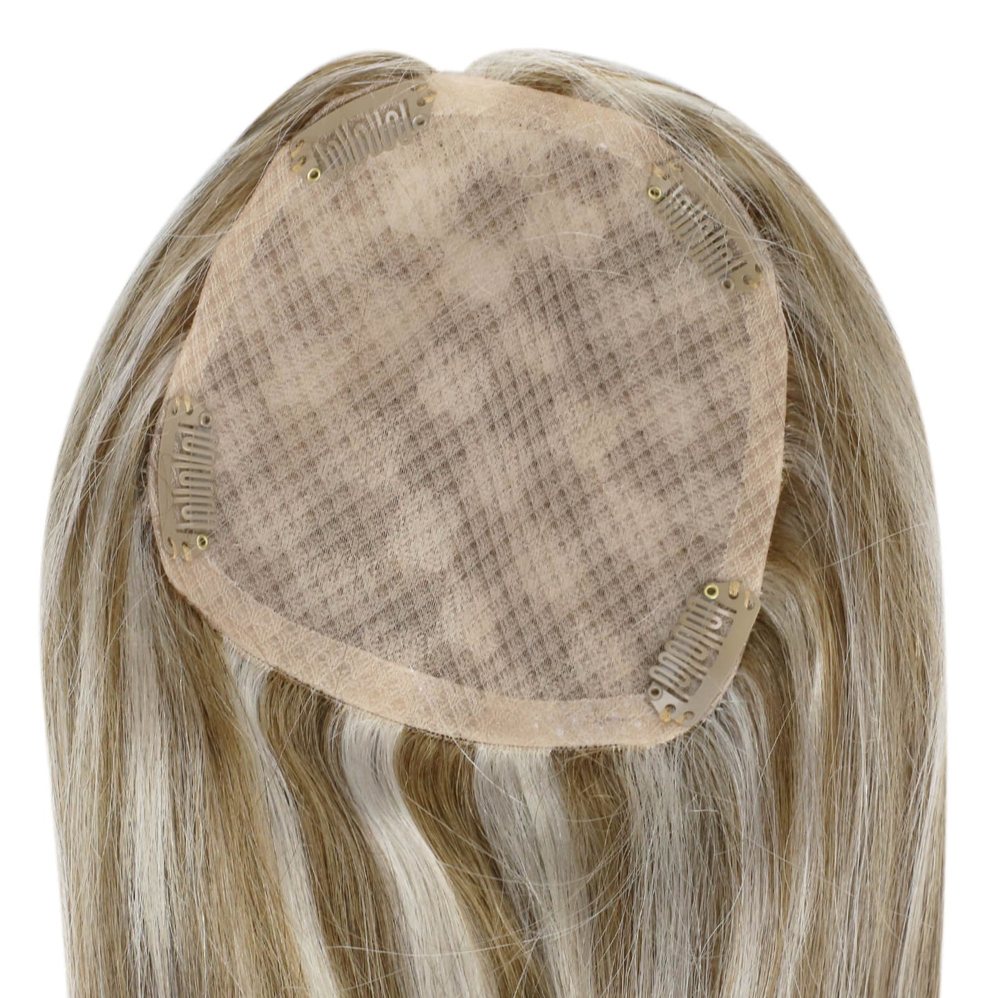 Mono Hair Topper 5"*5" Base Real Human Hair Highlight Blonde (#8P/60)
