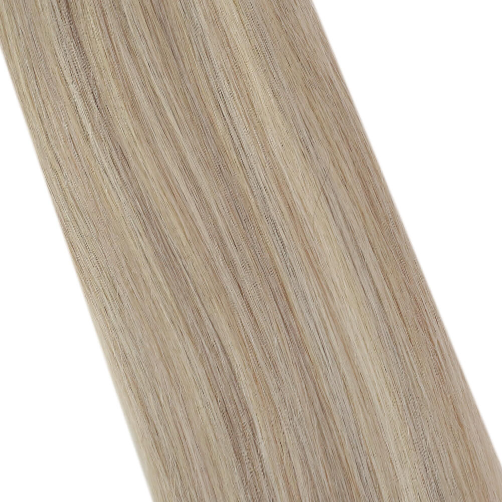 PU Seamless Clip Ins Remy Human Hair Highlight Blonde (#P18/613)