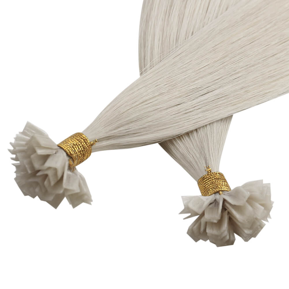 Virgin K Tip Hair Straight Human Hair Extensions White Blonde #1000