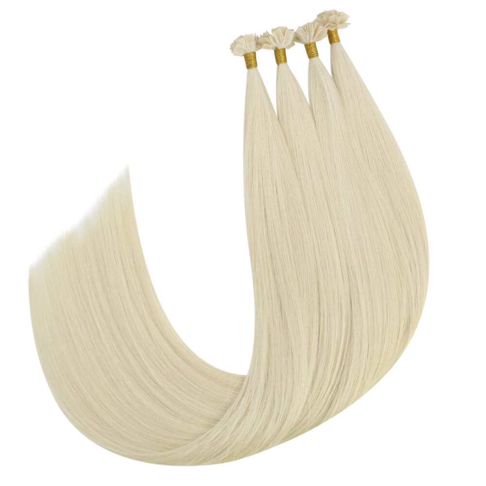 Virgin K Tip Hair Extensions 100% Real Human Hair Platinum Blonde #60