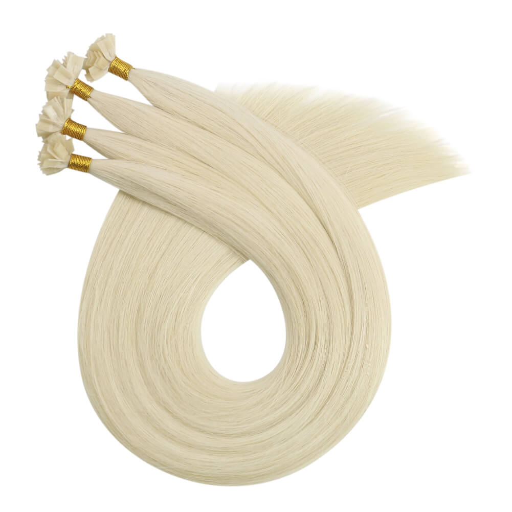 Virgin K Tip Hair Extensions 100% Real Human Hair Platinum Blonde #60