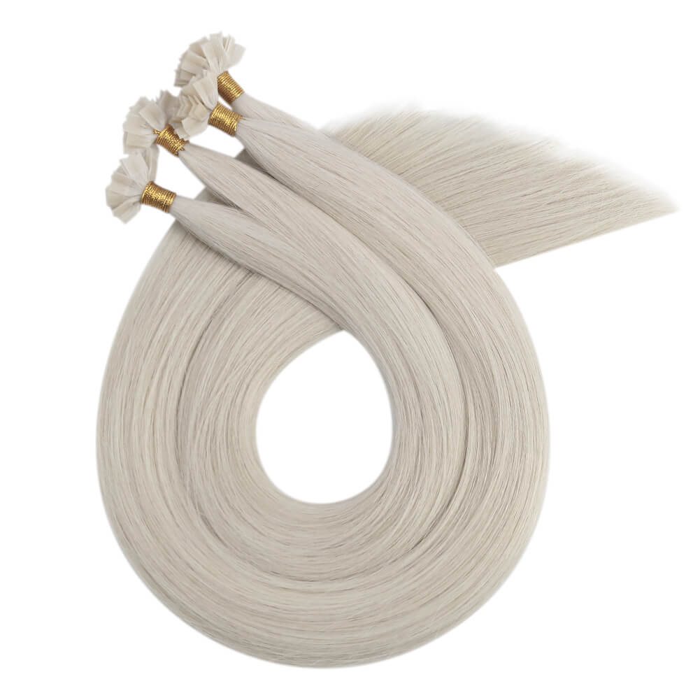 Virgin K Tip Hair Straight Human Hair Extensions White Blonde #1000