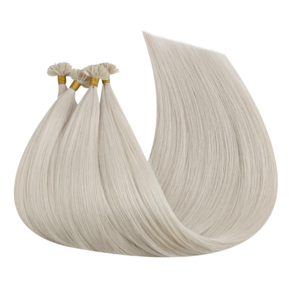Virgin K Tip Hair Straight Human Hair Extensions White Blonde #1000