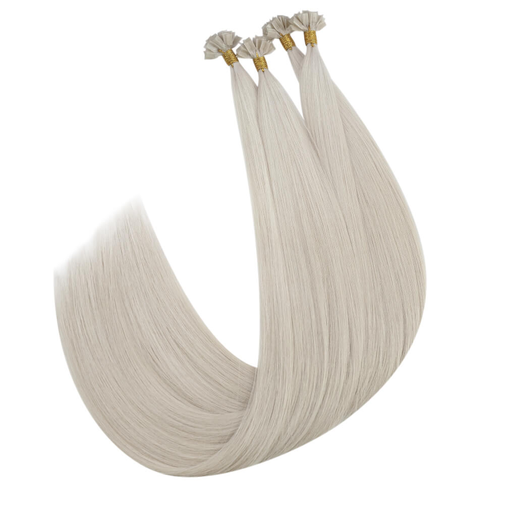 Virgin K Tip Hair Straight Human Hair Extensions White Blonde #1000