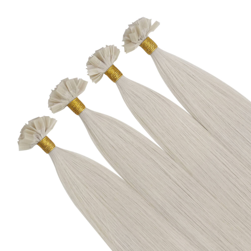 Virgin K Tip Hair Straight Human Hair Extensions White Blonde #1000