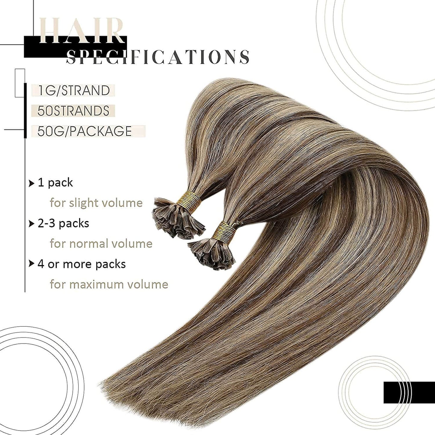 U Tip Real Human Remy Hair Extensions Nail Tip Highlight Color(#P4/27)
