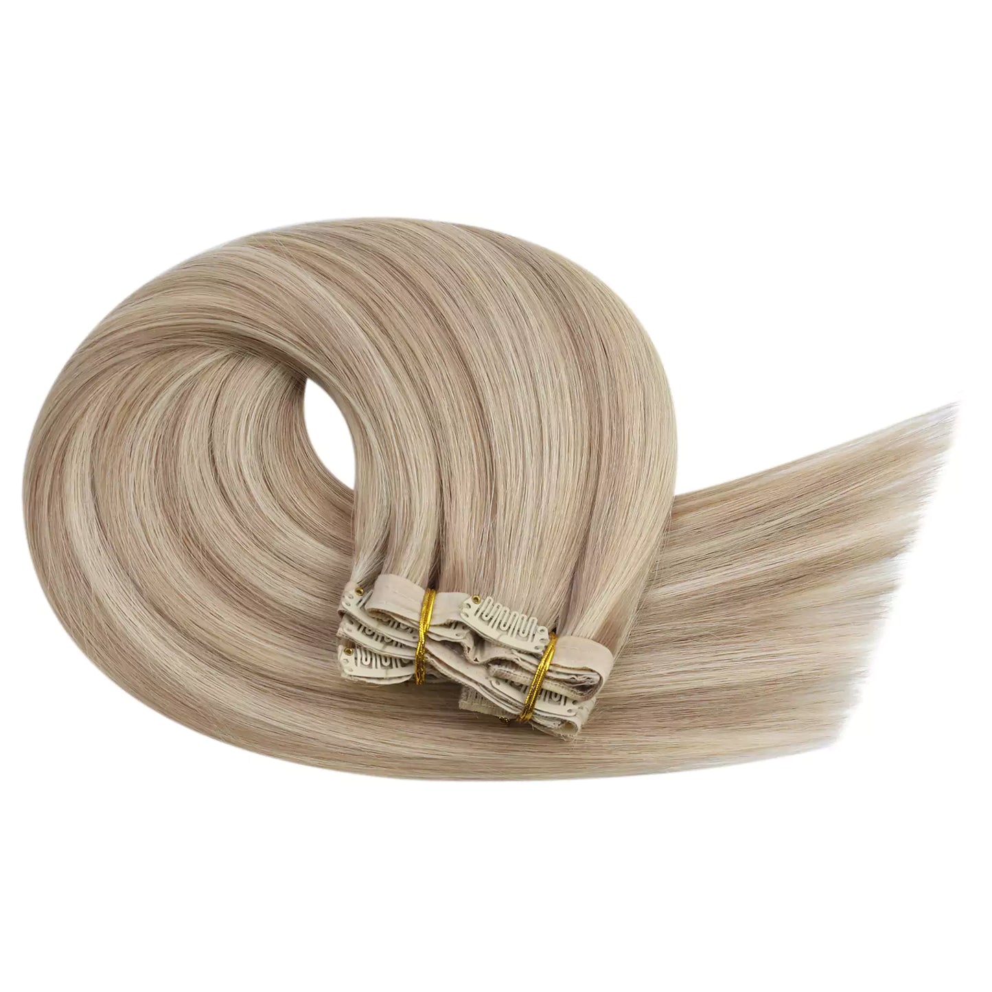 Virgin Clip in Real Human Hair Hair Extensions Highlight Blonde Color #P18/613