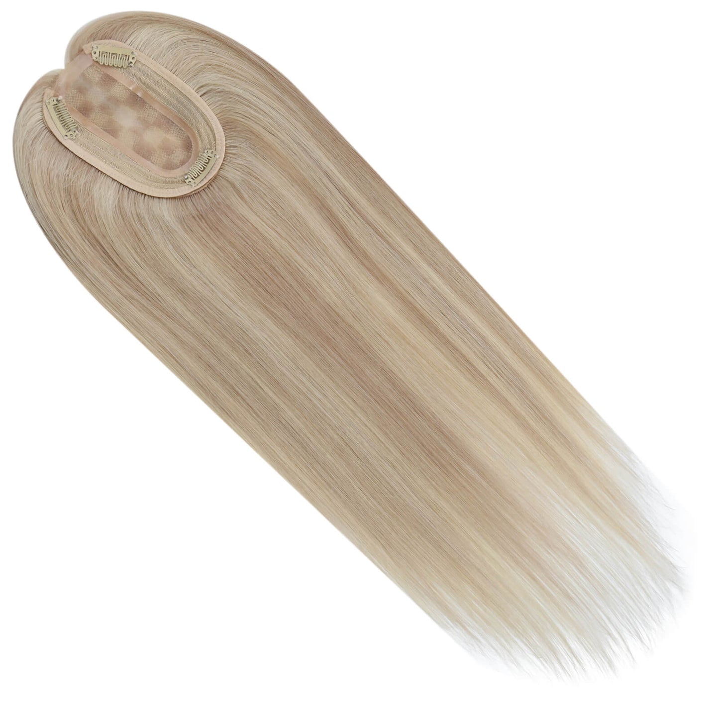 Virgin Hair Piece Topper Highlight Blonde Straight #18P613