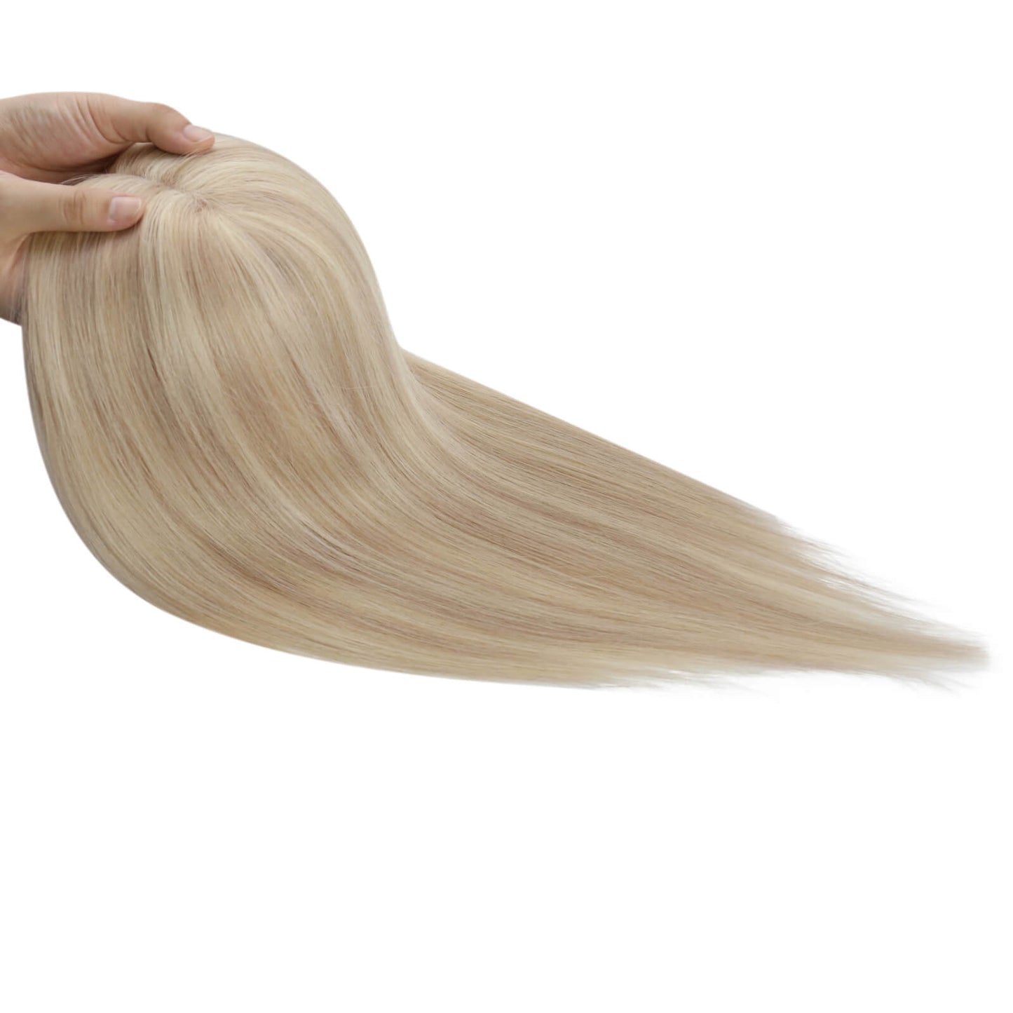 Virgin Hair Piece Topper Highlight Blonde Straight #18P613