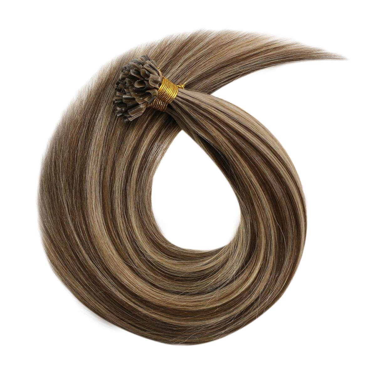 U Tip Real Human Remy Hair Extensions Nail Tip Highlight Color(#P4/27)