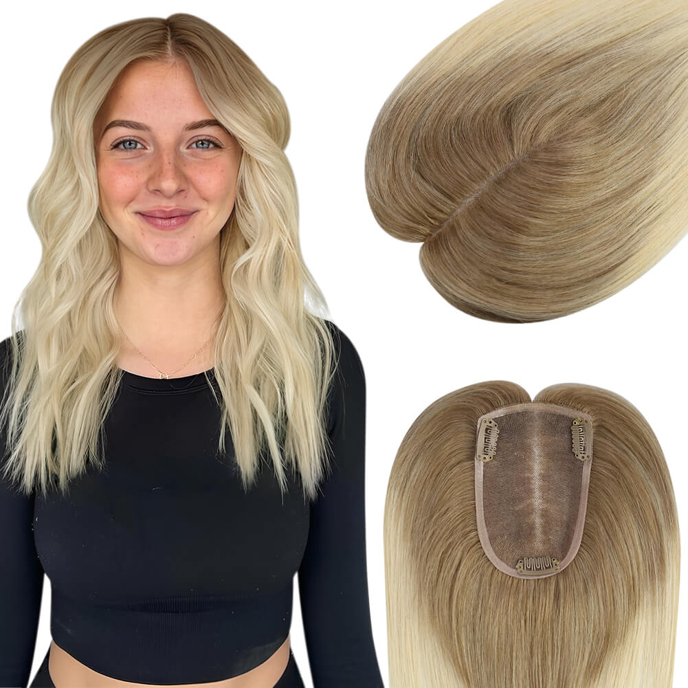 3*5inch Hair Toppers For Women Ombre Brown to Blonde(#T10/613)
