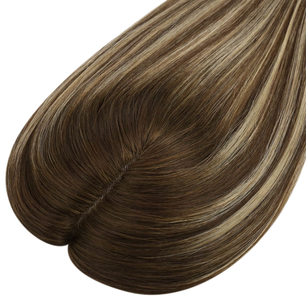 3*5inch Mono Hair Topper Remy Human Hair Balayage Brown (#4/27/4)