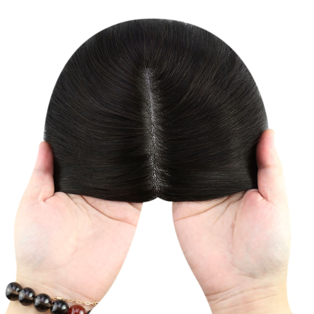 3*5inch Mono Hair Topper Remy Human Hair Natural Black (#1B)