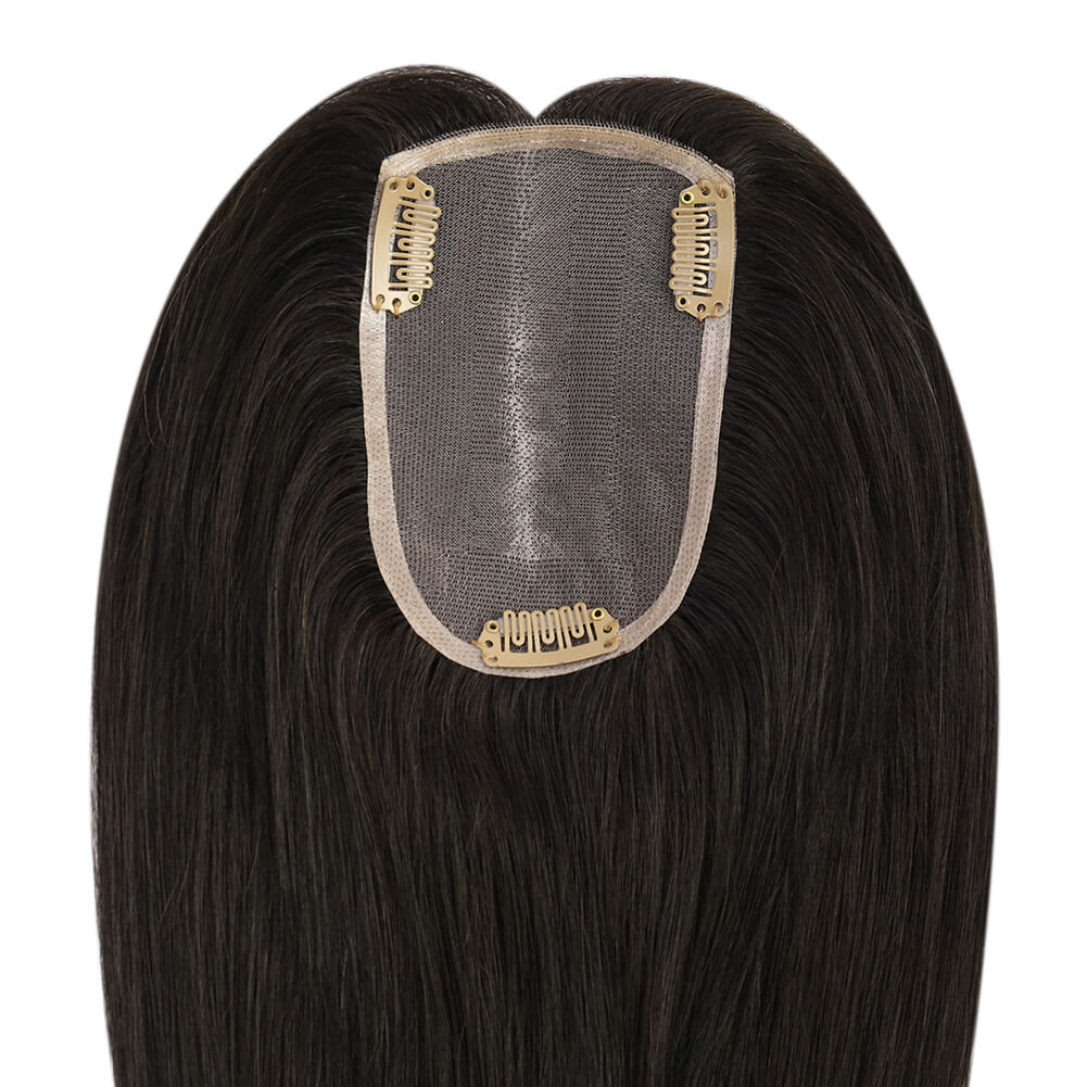 3*5inch Mono Hair Topper Remy Human Hair Natural Black (#1B)