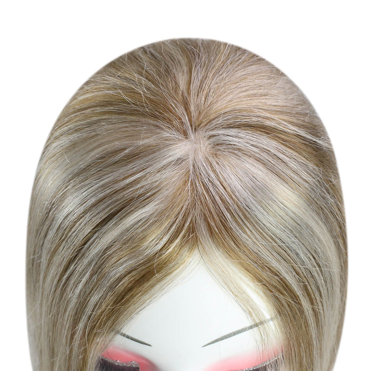 Mono Hair Topper 5"*5" Base Real Human Hair Highlight Blonde (#8P/60)