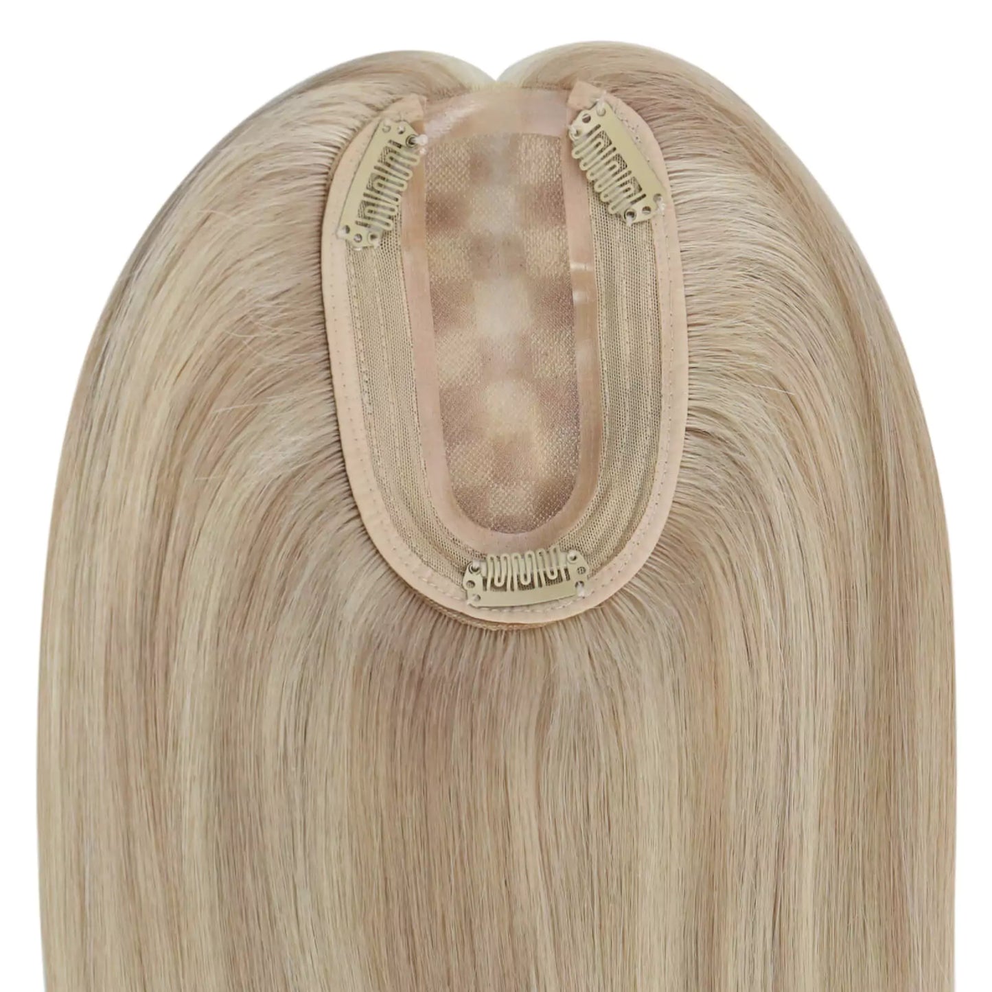 Virgin Hair Piece Topper Highlight Blonde Straight #18P613