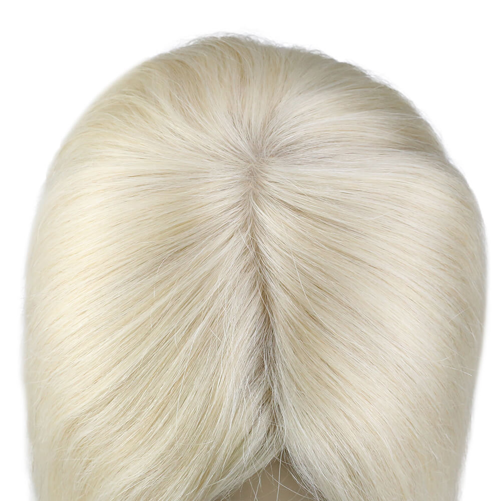 Clip In Hair Topper Real Human Hair 5"*5" Base Platinum Blonde(#60)