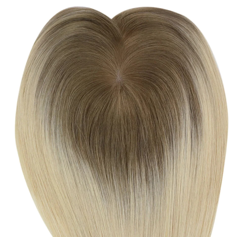 Mono Topper For Women Human Hair Pieces 5"*5" Base Straight Hair (#T10/613)