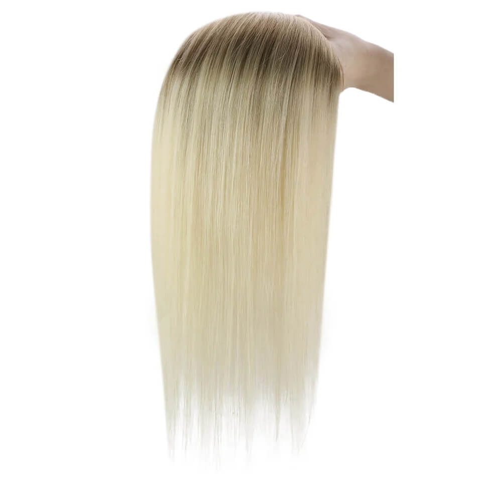 Mono Topper For Women Human Hair Pieces 5"*5" Base Straight Hair (#T10/613)