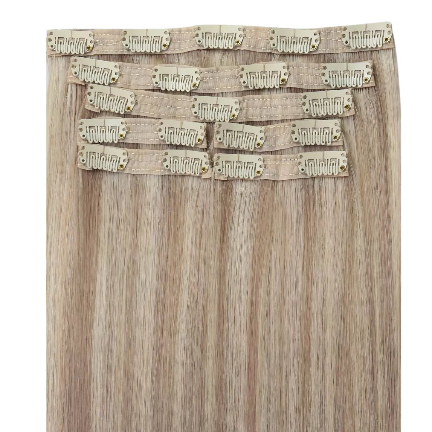 Virgin Clip in Real Human Hair Hair Extensions Highlight Blonde Color #P18/613