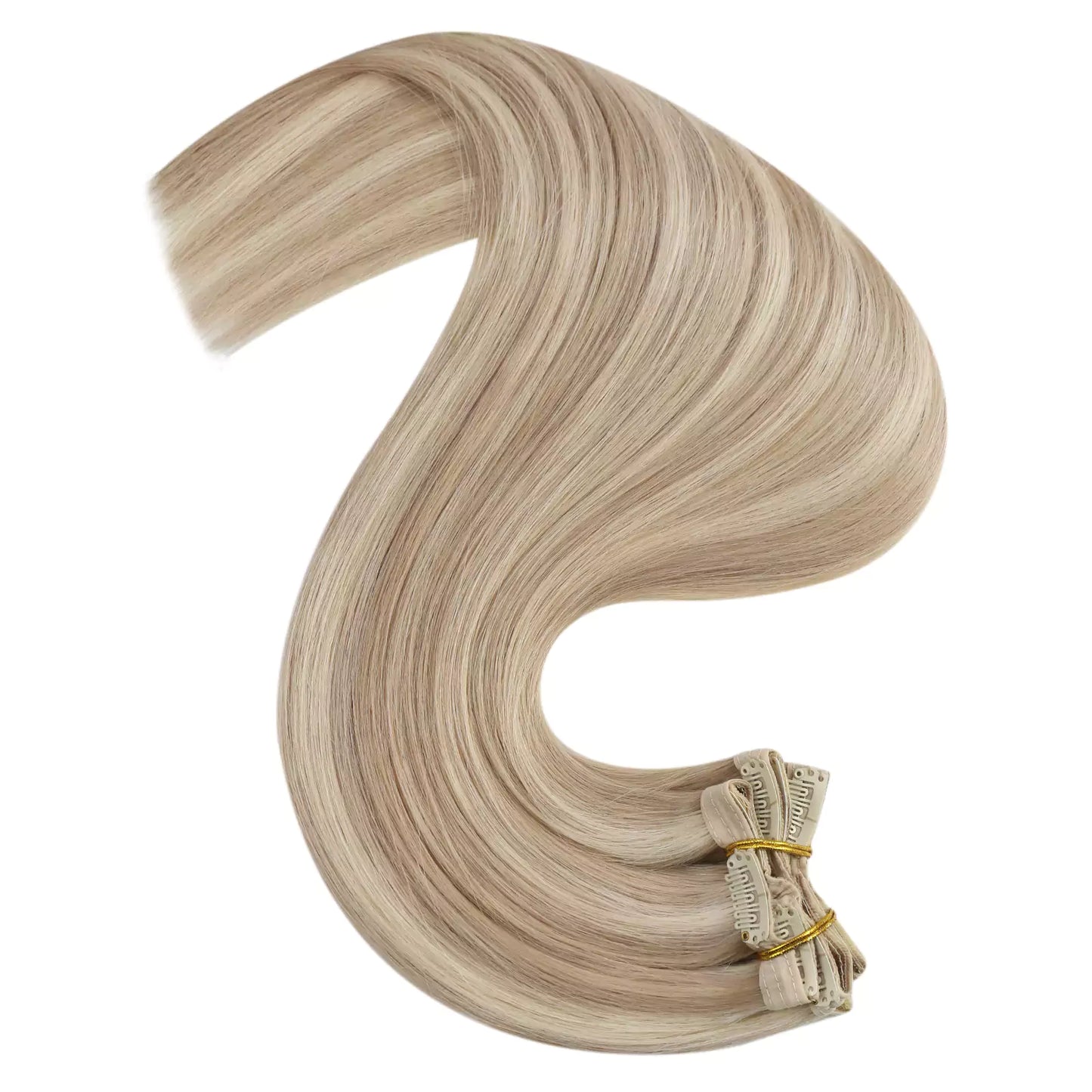 Virgin Clip in Real Human Hair Hair Extensions Highlight Blonde Color #P18/613