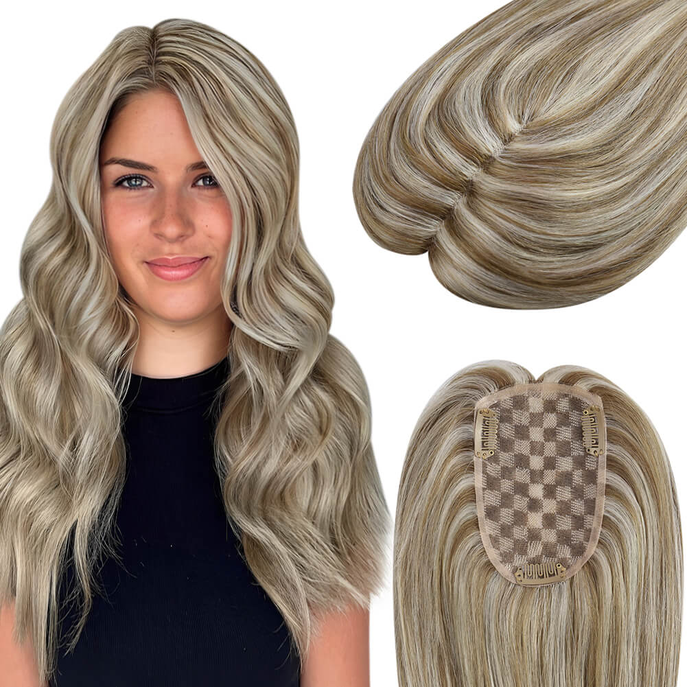 3*5inch Hair Toppers For Women Highlight Brown Mixed Blonde (#8P/60)