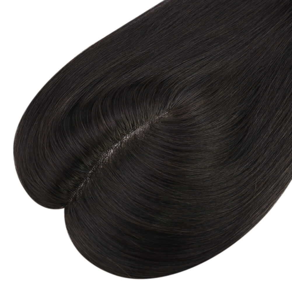 3*5inch Mono Hair Topper Remy Human Hair Natural Black (#1B)