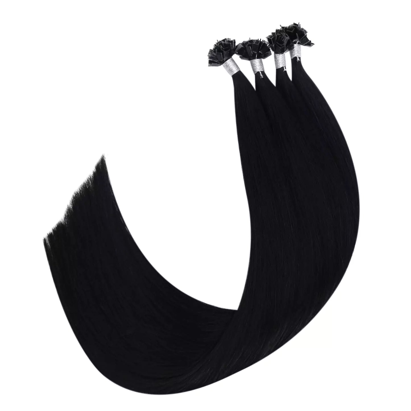 Virgin Keratin Hair Extensions K Tip Human Hair Extensions Jet Black #1