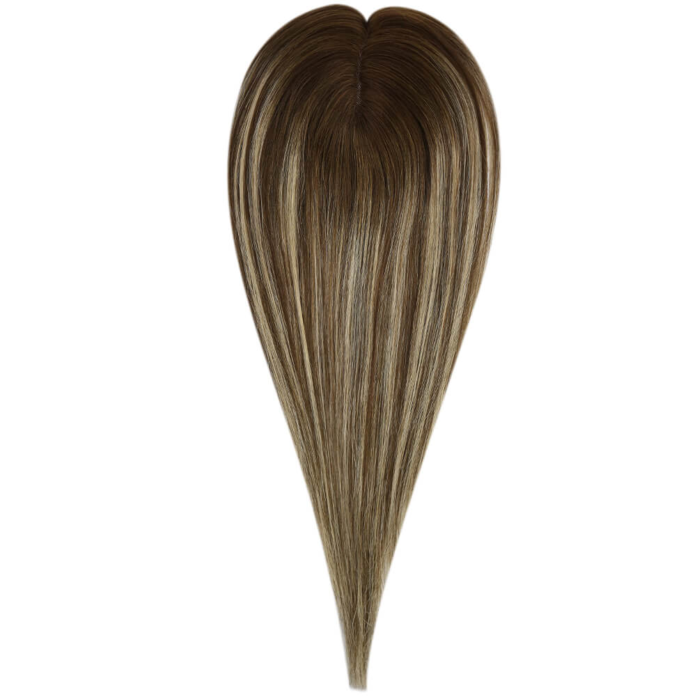 3*5inch Mono Hair Topper Remy Human Hair Balayage Brown (#4/27/4)