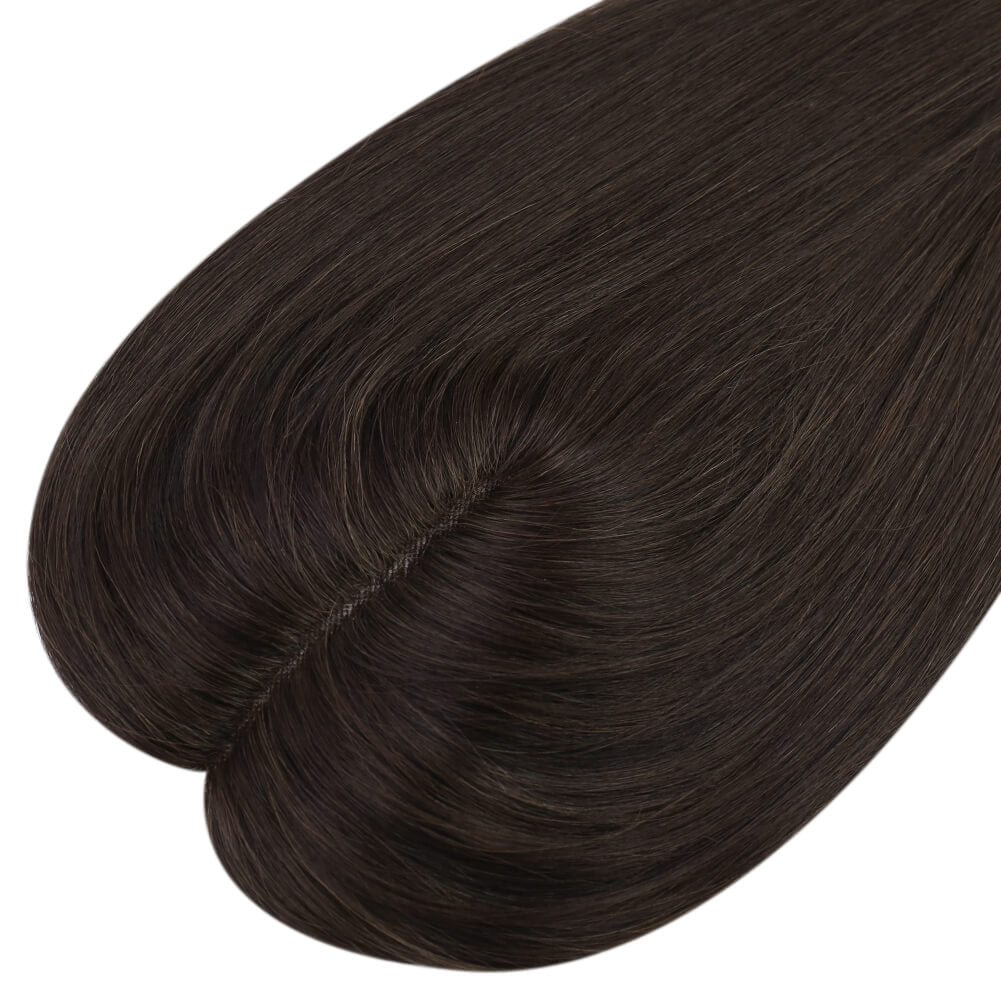3*5inch Human Hair Topper For Women Invisible Darkest Brown (#2)