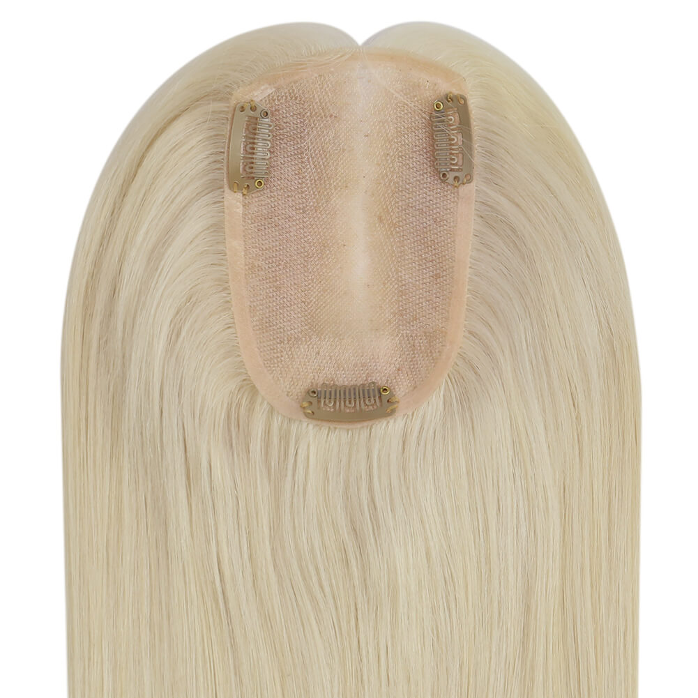 3*5inch Remy Human Hair Topper Invisible Platinum Blonde (#60)