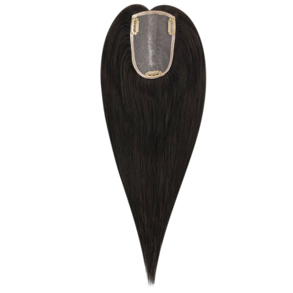 3*5inch Mono Hair Topper Remy Human Hair Natural Black (#1B)
