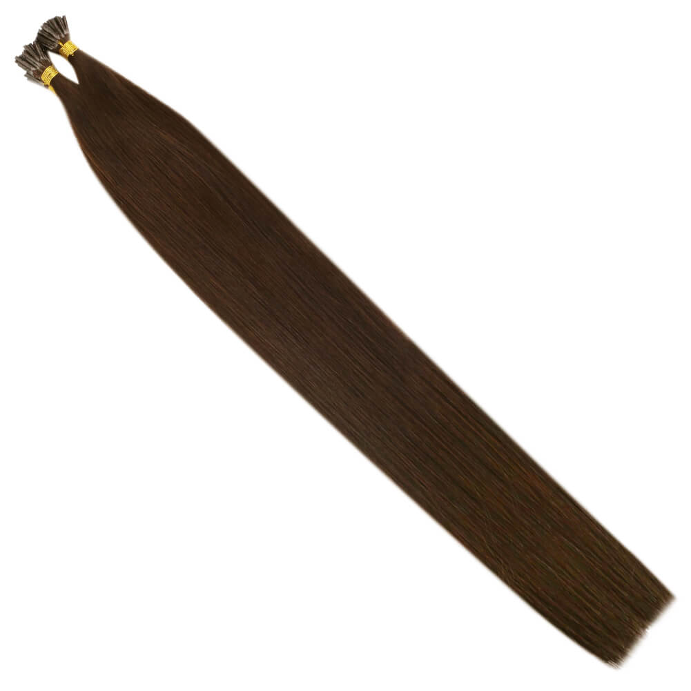 Virgin Human I Tip Brazilian Straight Hair Extensions Kertain Tip Brown Color (#4)