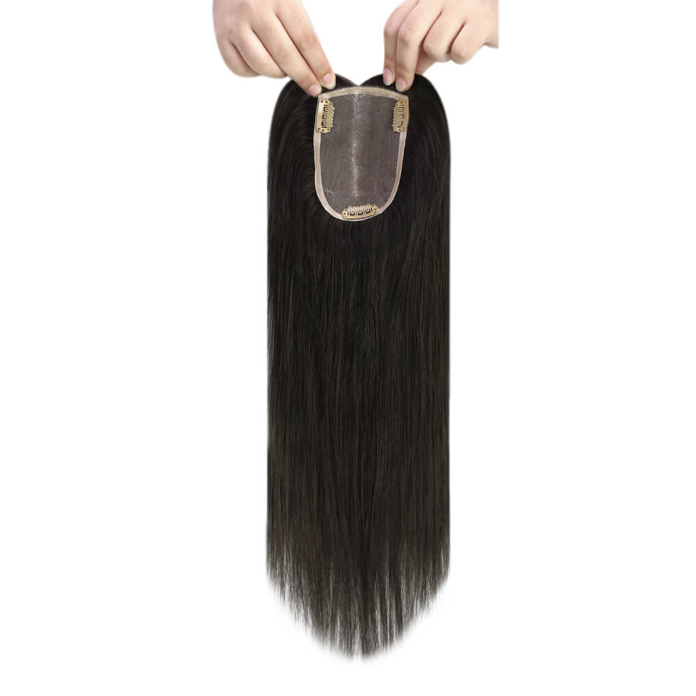 3*5inch Mono Hair Topper Remy Human Hair Natural Black (#1B)