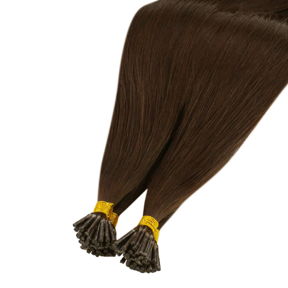 Virgin Human I Tip Brazilian Straight Hair Extensions Kertain Tip Brown Color (#4)