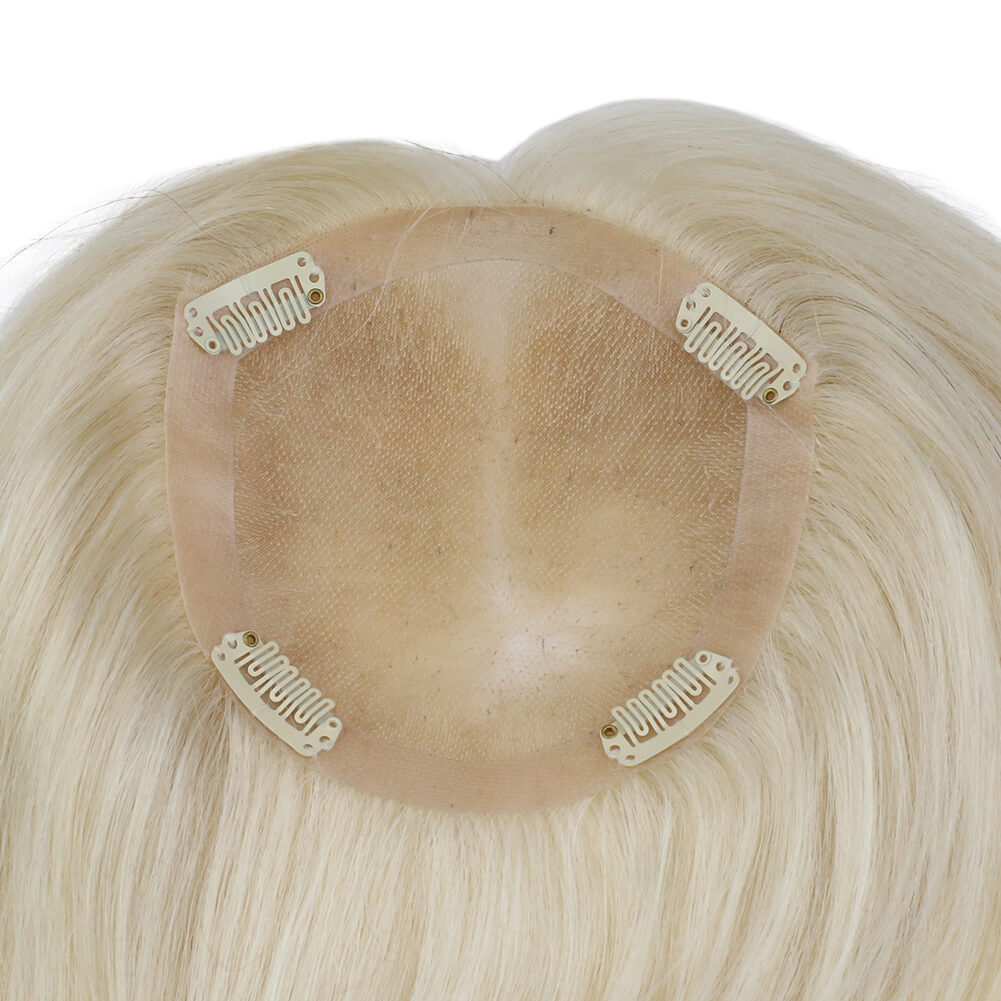 Clip In Hair Topper Real Human Hair 5"*5" Base Platinum Blonde(#60)