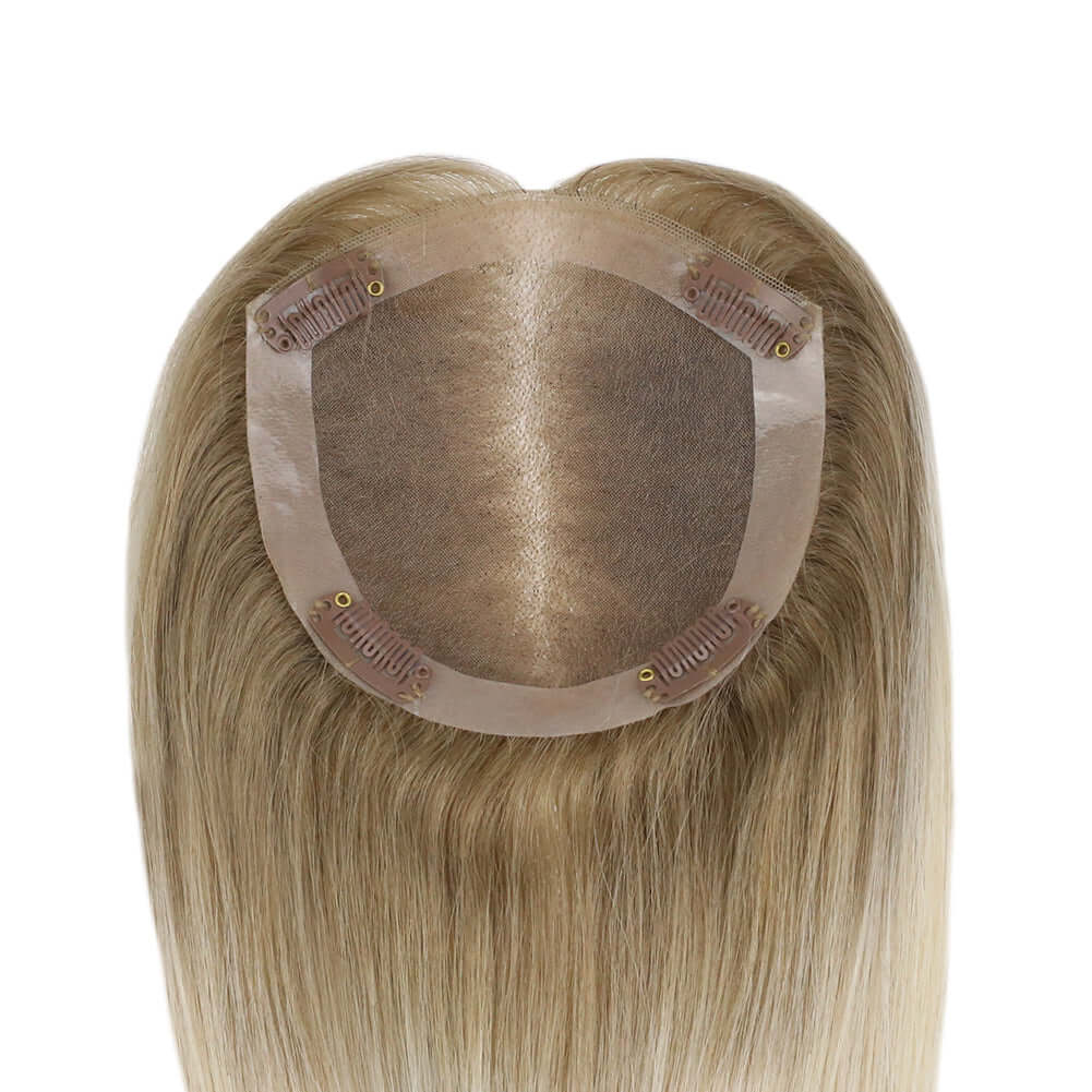 Mono Topper For Women Human Hair Pieces 5"*5" Base Straight Hair (#T10/613)