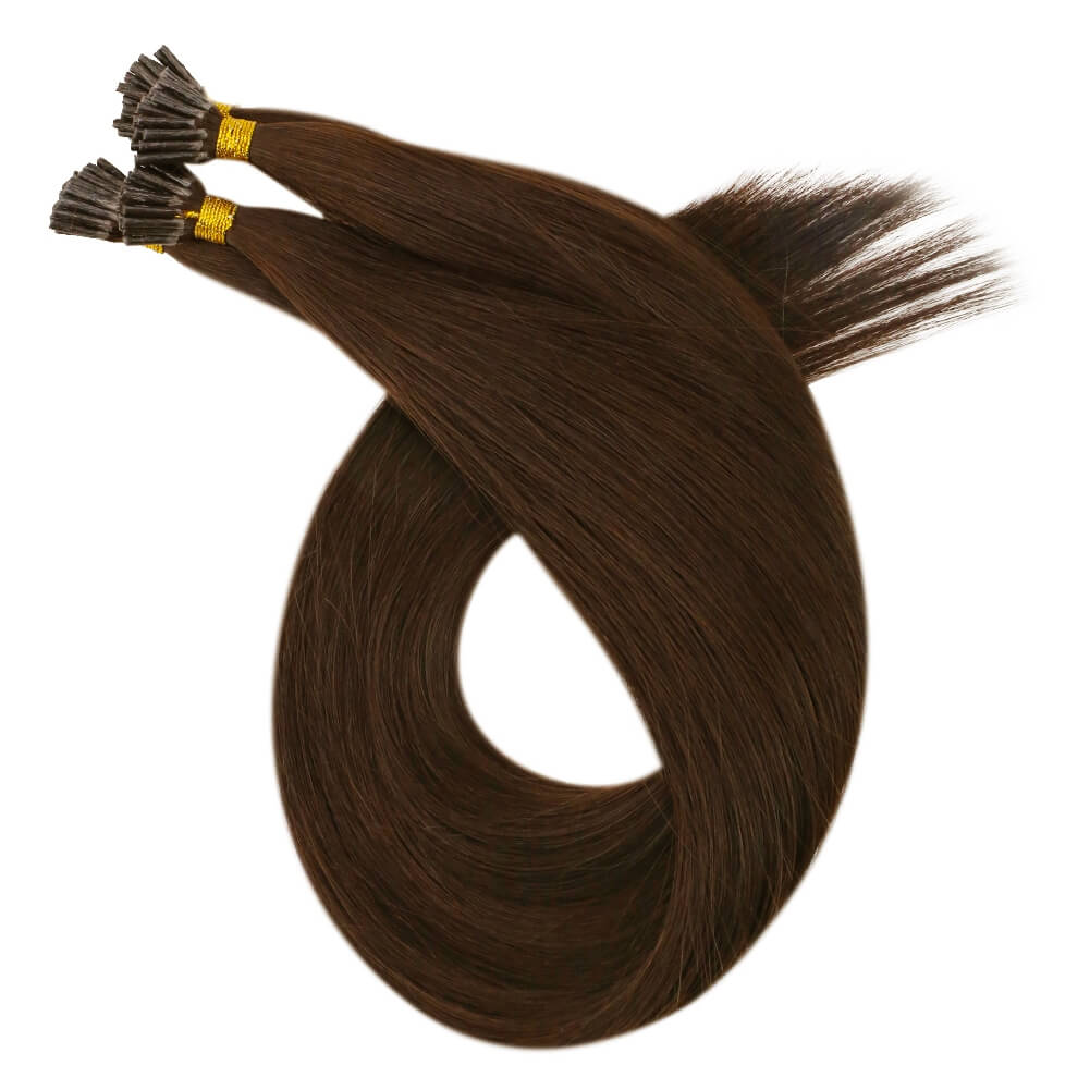 Virgin Human I Tip Brazilian Straight Hair Extensions Kertain Tip Brown Color (#4)