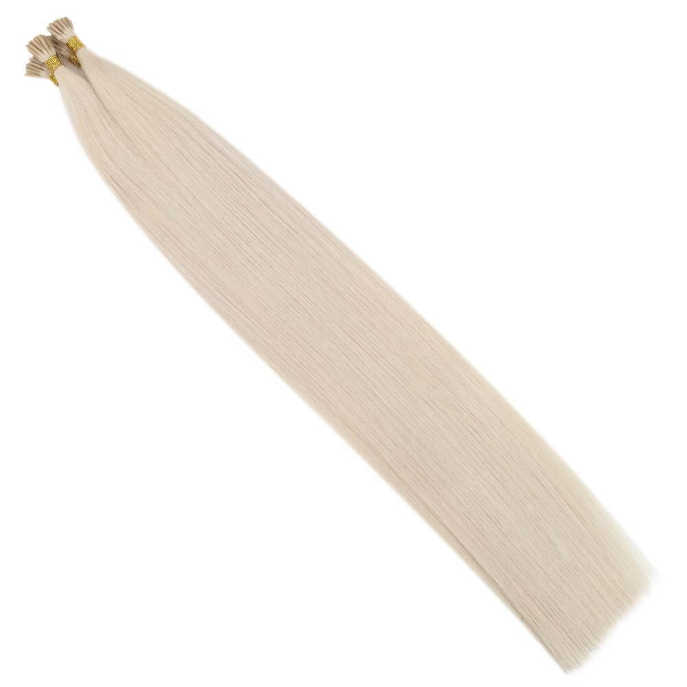 Virgin I Tip Human Brazilian Straight Hair Extensions Bleach Blonde (#1000)
