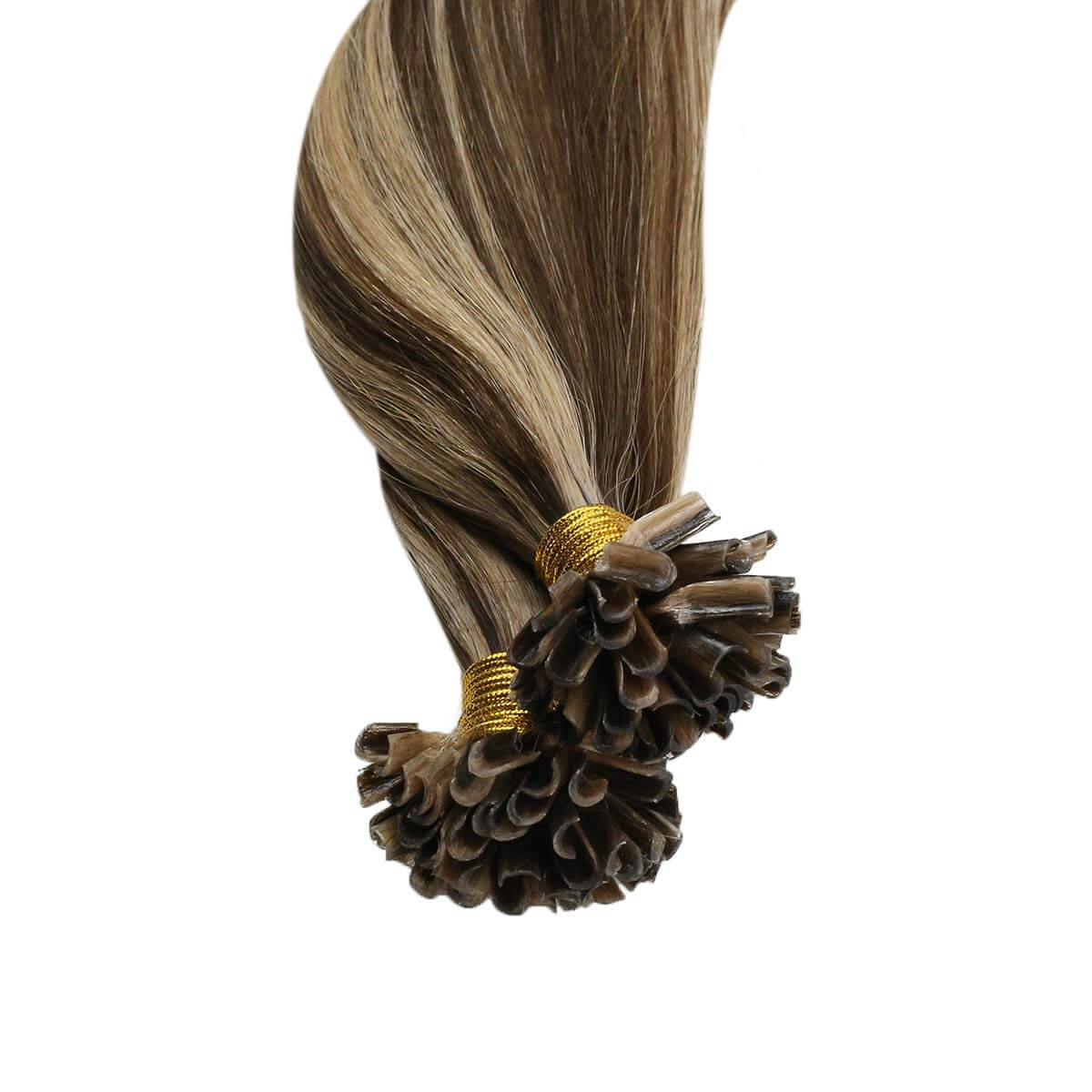 U Tip Real Human Remy Hair Extensions Nail Tip Highlight Color(#P4/27)